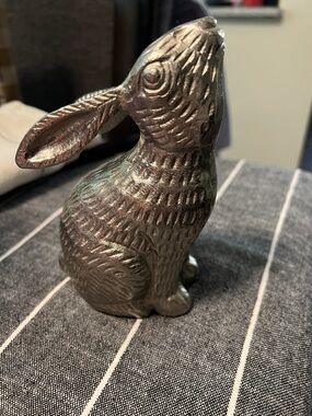 Silver Textured Rabbit Sculpture Home Accent